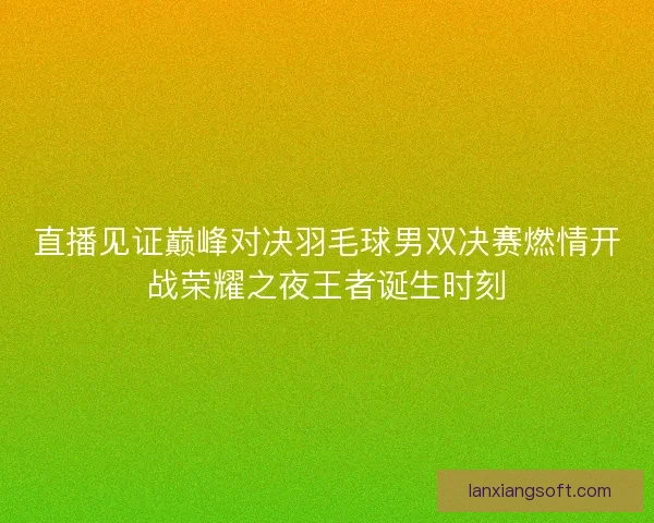 直播见证巅峰对决羽毛球男双决赛燃情开战荣耀之夜王者诞生时刻